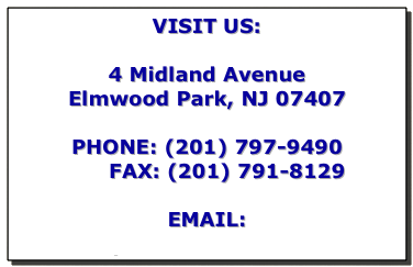 VISIT US: 

4 Midland Avenue 
Elmwood Park, NJ 07407

PHONE: (201) 797-9490
      FAX: (201) 791-8129

EMAIL: Info@superiordistributorsinc.com